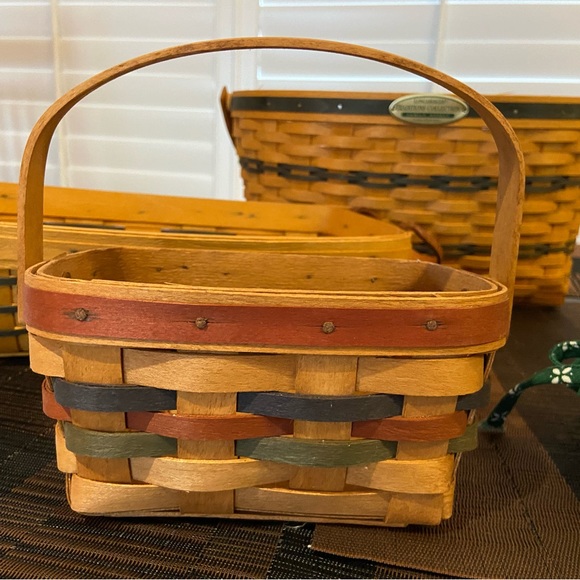 Vintage Longaberger baskets, lot of 6, green, 1990’s-early 2000’s - Picture 13 of 16